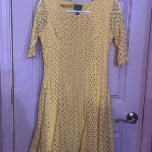 Rabbit Rabbit Rabbit Mustard Lace Midi Dress Ky Derby